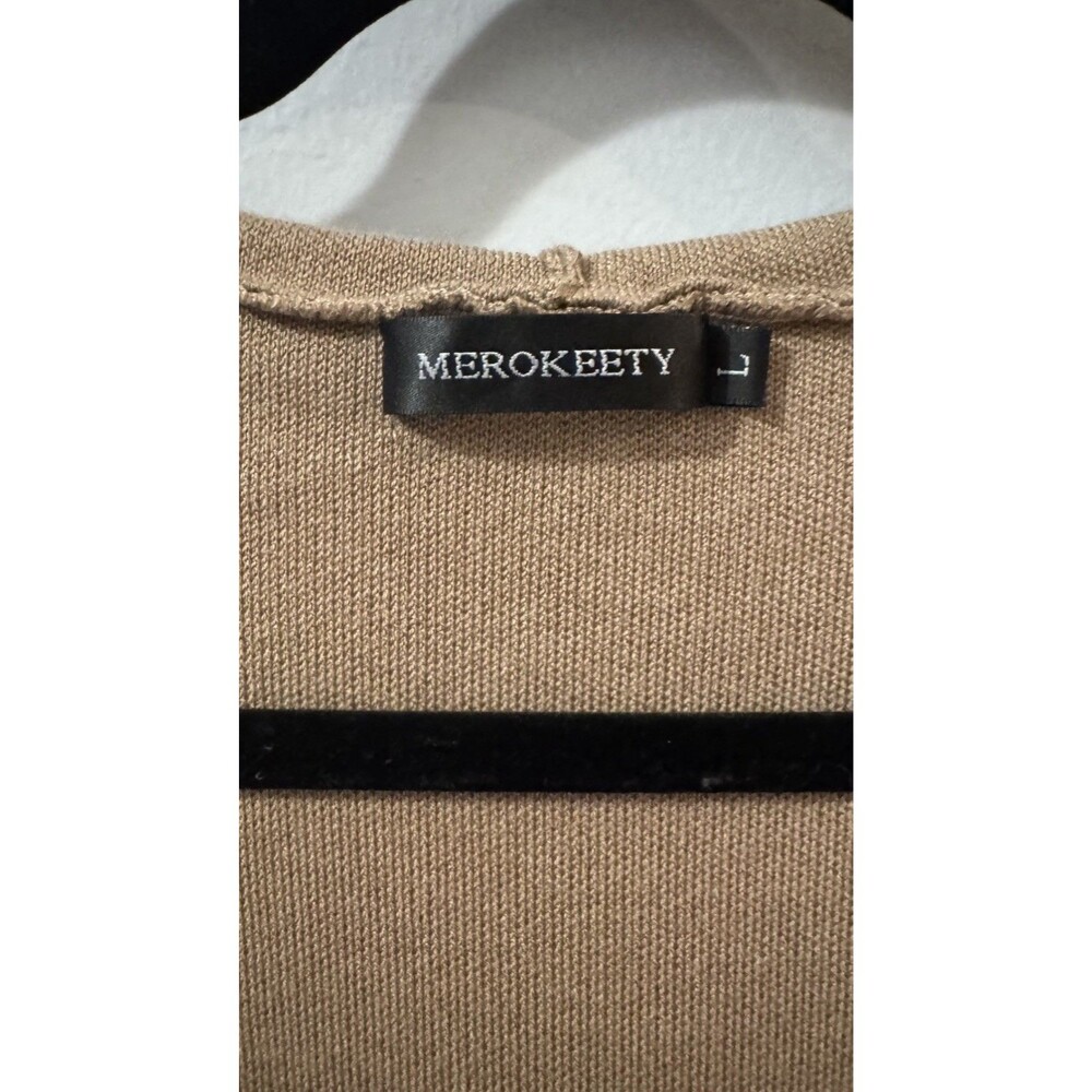 MEROKEETY WOMEN  LONG SLEEVE OPEN FRONT HOODED CARDIGAN LARGE - Picture 8 of 11